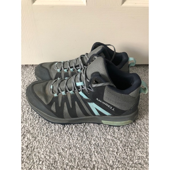 Merrell Womens Zion FST Mid Hiking Trail Boots Waterproof Gray Blue Shoes Sz 11 - Picture 2 of 8